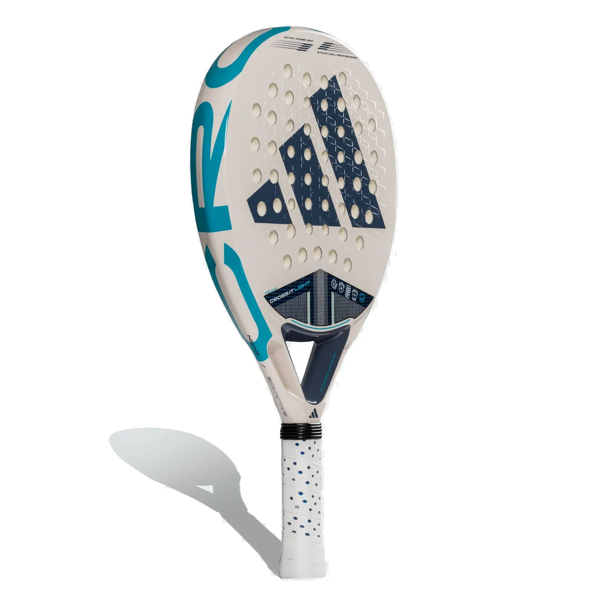 Pala Adidas 2025 en tonos blancos y azules